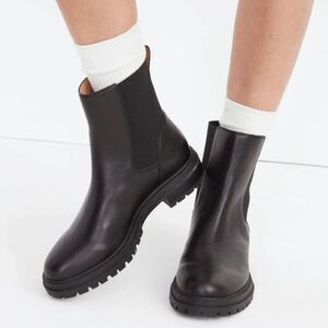 Madewell Black Bradley Lugsole Leather Chelsea Boots Sz 7.5